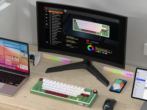 Klawiatura ROYAL KLUDGE R65 RGB Chartreuse Switch Zielono-biało-czerwony