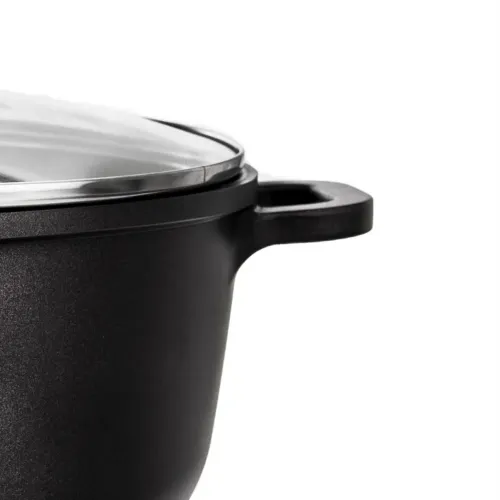 Garnek aluminiowy z pokrywką GRANDE CZARNY 7 l