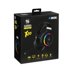 Słuchawki przewodowe z mikrofonem I-Box Aurora X10 RGB 7.1 Nauszne Czarny