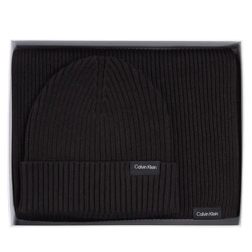 Calvin Klein GS eșarfă clasică din bumbac + Beanie K50k511021 CK Black BAX