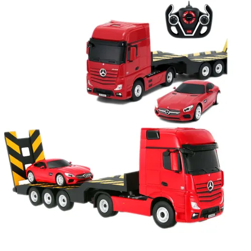 Zdalnie sterowany samochód COIL auto RC pilot duży zestaw 2 auta Mercedes Actros z lawetą 1:24 RTR czerwony