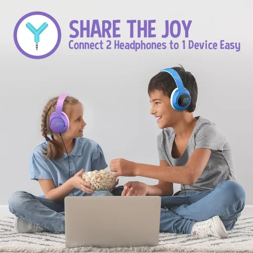 Słuchawki bezprzewodowe PowerLocus Bobo Nauszne Dla Dzieci Bluetooth 5.3 Różowo-fioletowy