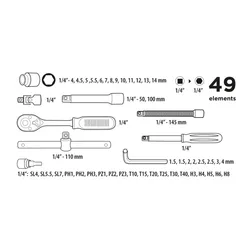 Klucze nasadowe 49szt. Top Tools 38D570