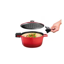 TESCOMA Bordeaux 2,7 l czerwony - garnek aluminiowy z pokrywką