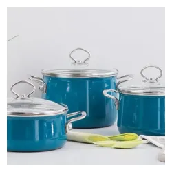 RIESS Nouvelle Aquamarin 6,5 l - garnek emaliowany z pokrywą