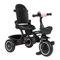 Rowerek trójkołowy z daszkiem FUNFIT 3w1 pchacz Zippy +dzwonek różowy