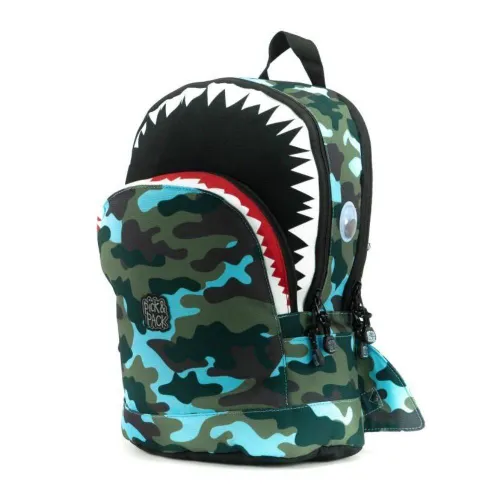 Школьный рюкзак Pick &amp; Pack Shark Shape M-camo Light blue