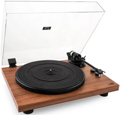 Gramofon JVC AL-E534M Drewno, Manualny, Napęd paskowy, Prędkość odtw. 33 1/3,45 obr./min