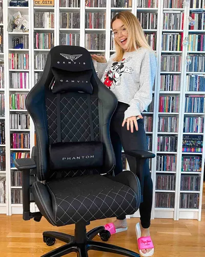 Fotel GAMVIS Phantom Large Czarny (białe elementy)