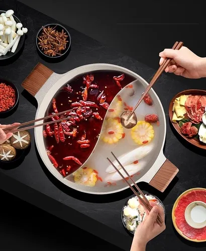 Garnek Dzielony Z Przegroda Dwukomorowy Chiński Fondue Non-Stick Hot Pot 30