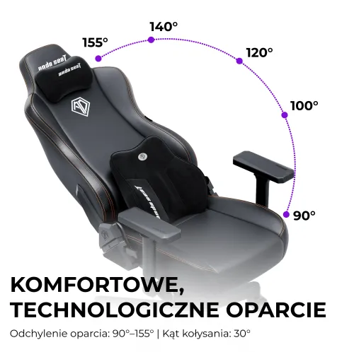 Fotel Anda Seat Novis Plus XL Gamingowy do 150kg Skóra ECO Czarny
