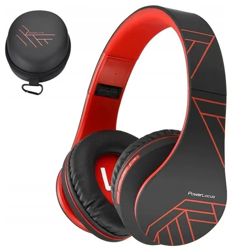 Słuchawki PowerLocus P2 bezprzewodowe Bluetooth/microSD/radio FM czarno-czerwone