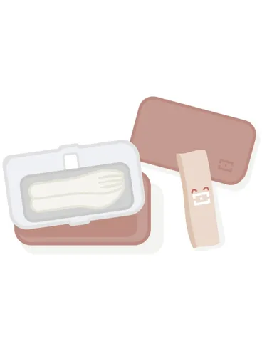 Lunchbox dziecięcy + sztućce Monbento MB Foodie - cinnamon / fox