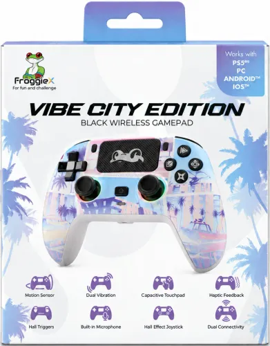 Pad FroggieX FX-P5-GP4-W Vibe City Edition do PC, PlayStation 5, Android, iOS Bezprzewodowy Biały