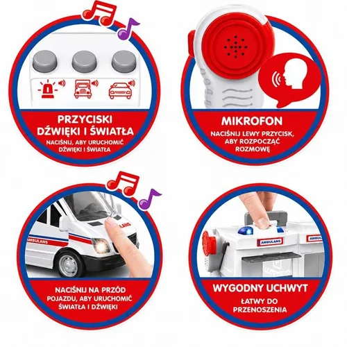 Interaktywna Baza Pogotowia z Karetką i Walkie-Talkie – Garaż Ratunkowy