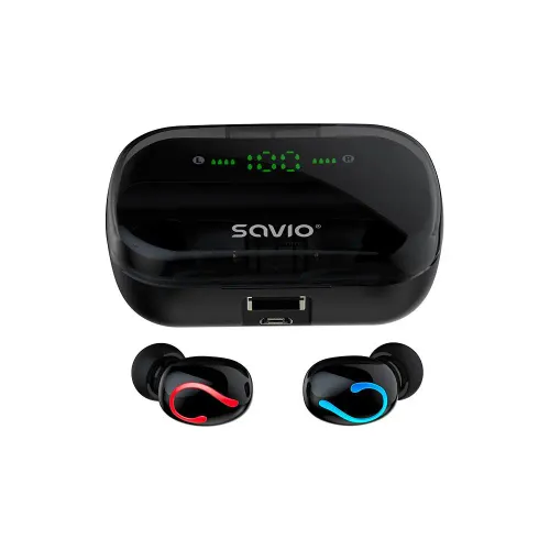 Słuchawki bezprzewodowe Savio TWS-06 Dokanałowe Bluetooth 5.0 Czarny