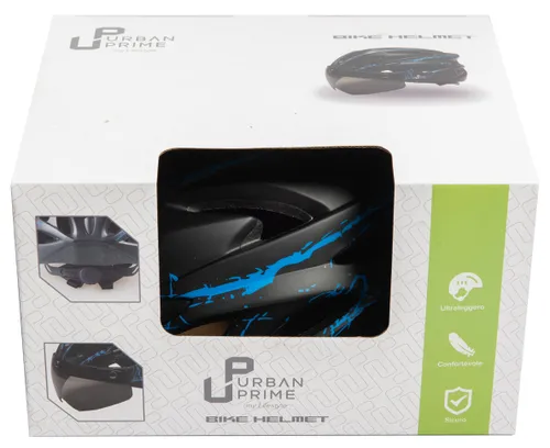Kask rowerowy URBAN PRIME UP-HLM-EBK-BB Czarno-niebieski MTB (rozmiar L) + Magnetyczne okulary przeciwsłoneczne