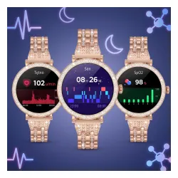 Smartwatch STELIO Lusso Gem AI 38mm Złoty + Bransoletka YES