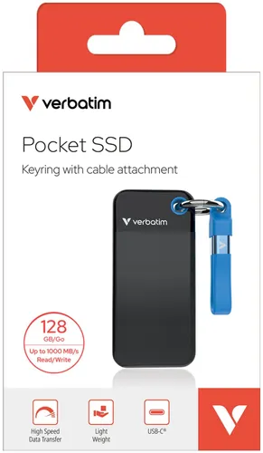 Dysk VERBATIM Pocket 128GB SSD Czarno-niebieski