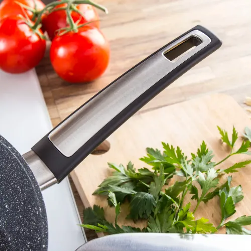 TESCOMA i-Premium Stone głęboka 28 cm szara - patelnia nieprzywierająca mineralna