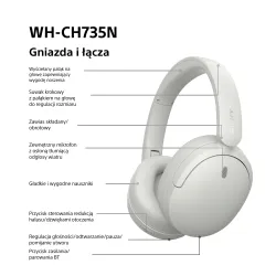 Słuchawki bezprzewodowe Sony WH-CH735N ANC Nauszne Bluetooth 6.0 Biały