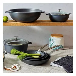 DE BUYER Choc Extreme głęboka z rączkami 28 cm czarna - patelnia nieprzywierająca