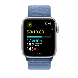 Apple Watch SE GPS 44mm алюминиевый серебристый / зимний синий спортивный браслет