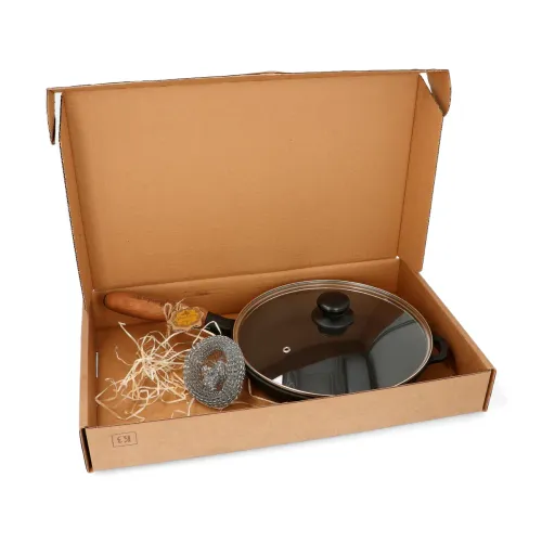 Patelnia żeliwna z pokrywką MAYSTERNYA WOOD 24 cm