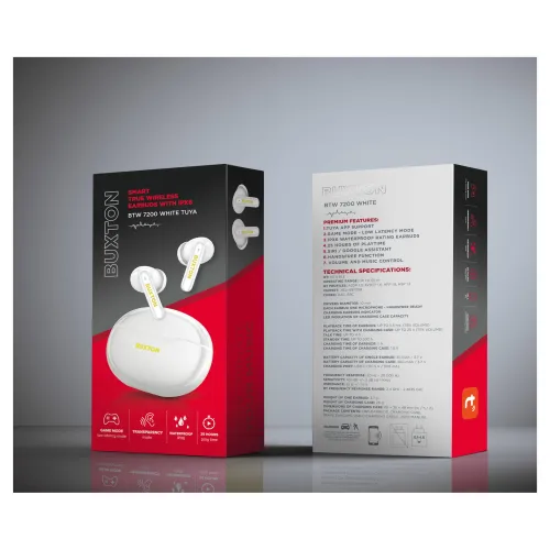Słuchawki bezprzewodowe Buxton BTW 7200 TUYA Dokanałowe Bluetooth 5.4 Biały