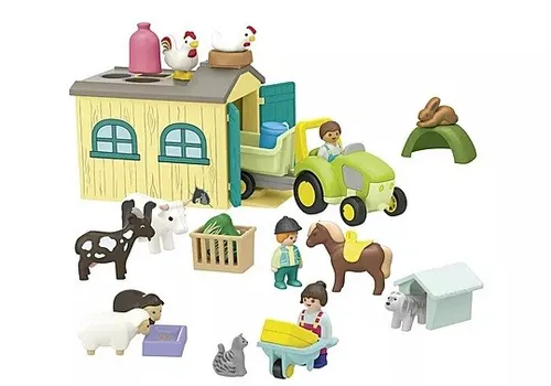 Набор фигурок Playmobil Junior 71656 Приключение на ферме с трактором, прицепом и животными