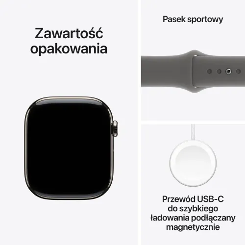 Apple Watch Series 10 GPS + Cellular 46mm z tytanu w kolorze naturalnym pasek sportowy górska szarość M/L