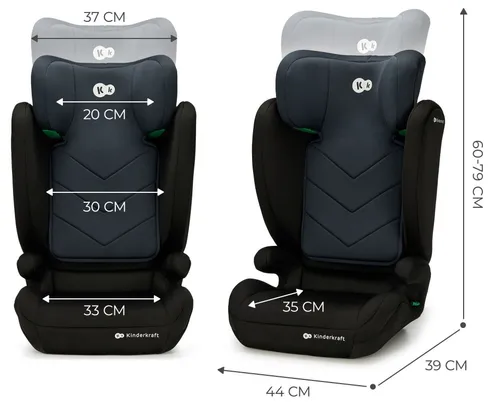 Fotelik samochodowy KINDERKRAFT I-Spark I-Size 2w1 100-150 cm (9-36 kg) Czarny