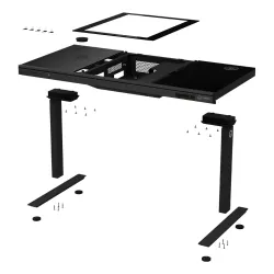 Biurko Lorgar Desk Elite 90 Series DE90G Blat Szklany140cm Regulacja wysokości Czarny