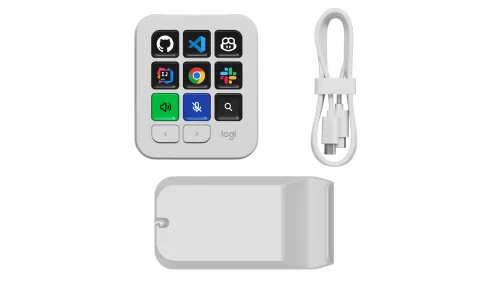 Konsola programowalna Logitech MX Keypad z klawiszami LCD do sterowania AI i aplikacjami Jasnoszary