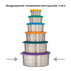 Okrągły stalowy pojemnik ECOlunchbox Seal Cup Jumbo ™ 1,42 l - violet
