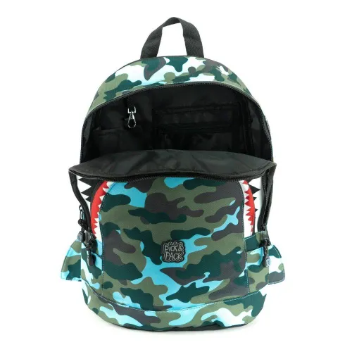 Школьный рюкзак Pick &amp; Pack Shark Shape M-camo Light blue