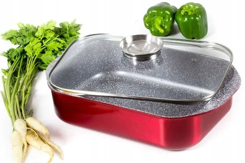 Brytfanna Metallic RED 6,5L +dozownik GARNEK na prezent kuchenny pokrywa