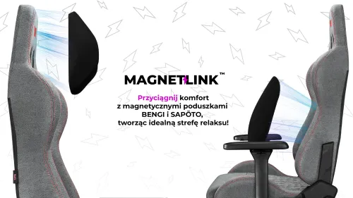 Fotel YUMISU 2050 Magnetic Jasnoszaro-czerwony