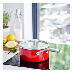 KITCHENAID Steel Core Enamel 2,4 l czerwony - rondel emaliowany z pokrywką
