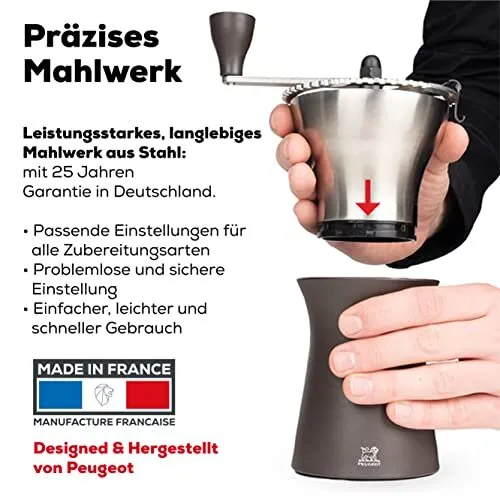 Peugeot kaffeemühle kronos 19 cm schokolade I hochwertige kaffeemühle manuell aus robustem edelstahl & kunststoff I kaffeezubehör I hergestellt in frankreich
