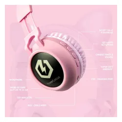 Słuchawki bezprzewodowe PowerLocus Buddy Kids Nauszne Dla Dzieci Bluetooth 5.3 Różowy
