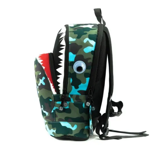 Школьный рюкзак Pick &amp; Pack Shark Shape M-camo Light blue