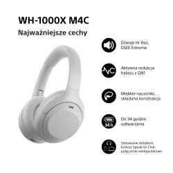 Słuchawki bezprzewodowe Sony WH-1000XM4C ANC Nauszne Bluetooth 6.0 Srebrny
