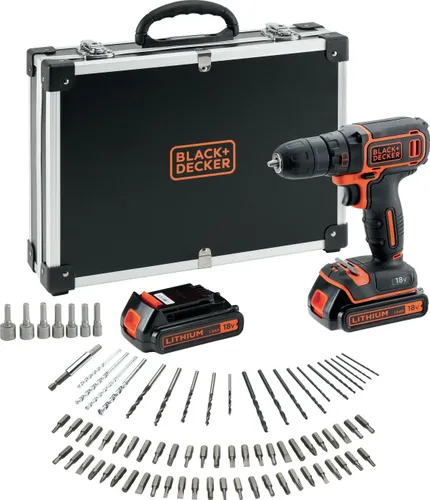 Akülü Matkap Black &amp; Decker BDCDC18BAFC 18 V 2x1.5 Ah pil