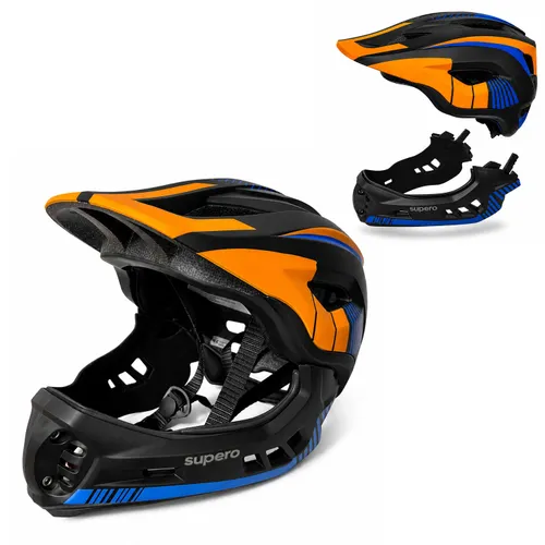 Kask rowerowy dziecięcy, szczękowy, na rower, hulajnogę, SUPERO, S