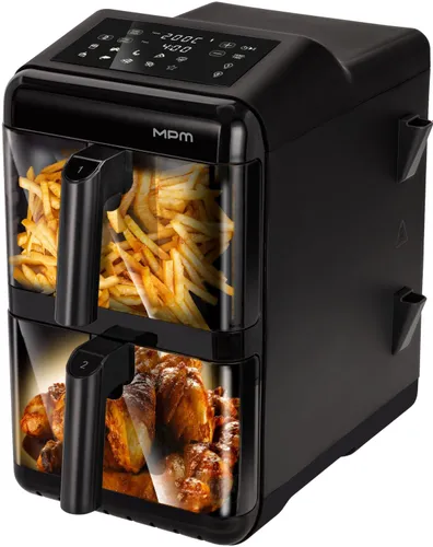 Air Fryer Frytkownica beztłuszczowa MPM MFR-13 12l z podwójnym koszem i okienkiem do obserwacji postępów gotowania