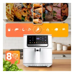 Air Fryer Frytkownica beztłuszczowa BERDSEN BD-662 Biały 6.5l 8 automatycznych programów