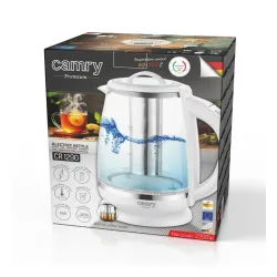 ADLER CR 1290 2 l biały - czajnik elektryczny bezprzewodowy szklany z zaparzaczem