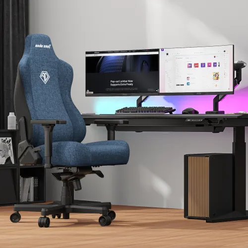 Fotel Anda Seat Kaiser 3E XL Gamingowy do 150kg Tkanina Granatowy