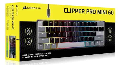 Klawiatura magnetyczna Corsair CLIPPER PRO MINI 60 z przełącznikami z efektem Halla Czarny
